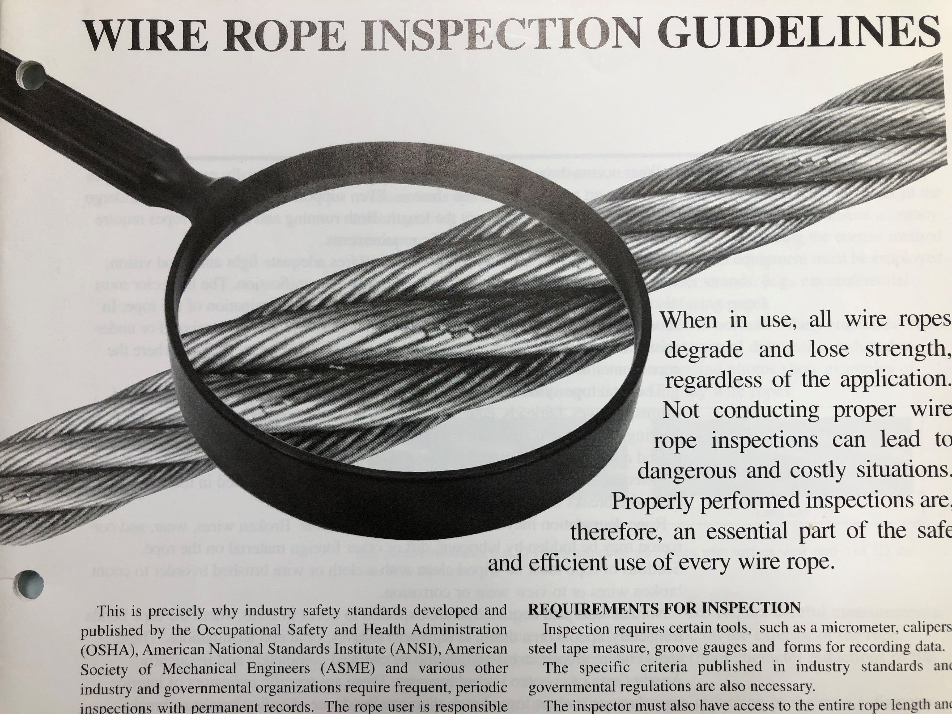 Wire Rope Inspection Guidelines 12 pgs 25/pkg Wire Rope Technical Board
