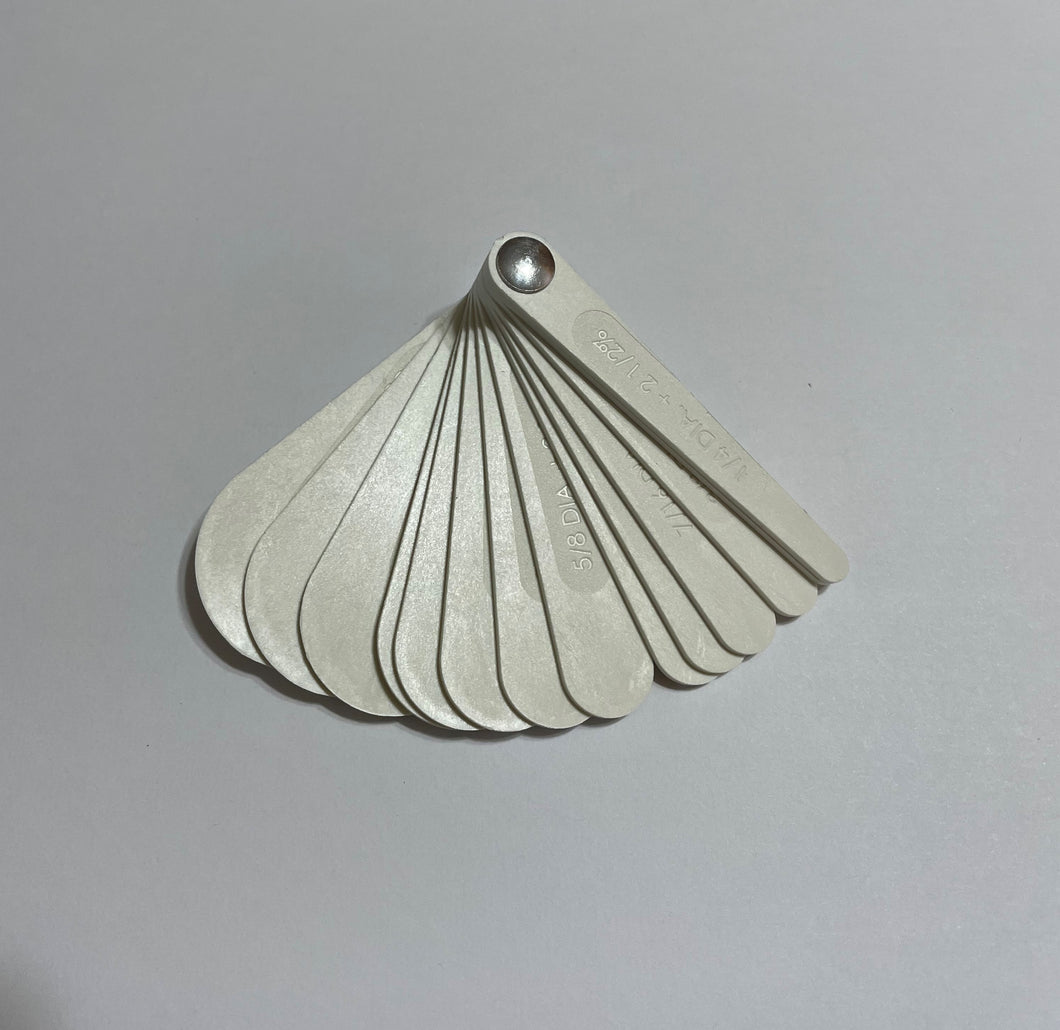 Groove Gauges, Plastic, 14 sizes: 1/4 inch to 1-1/2 inches