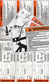 Warning Labels for Rope, Adhesive Mylar - 250/pkg